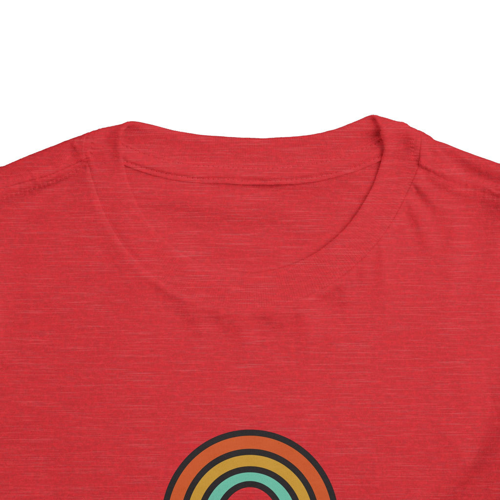 Retro Rainbow Toddler Tee — "Lamb Lake" Graphic Short Sleeve