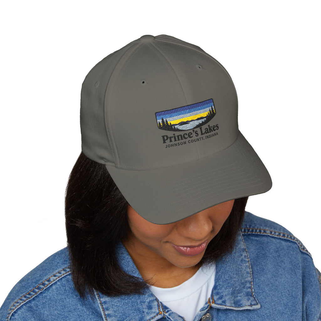 Prince’s Lakes Embroidered Cap — Scenic Lake Sunset Hat