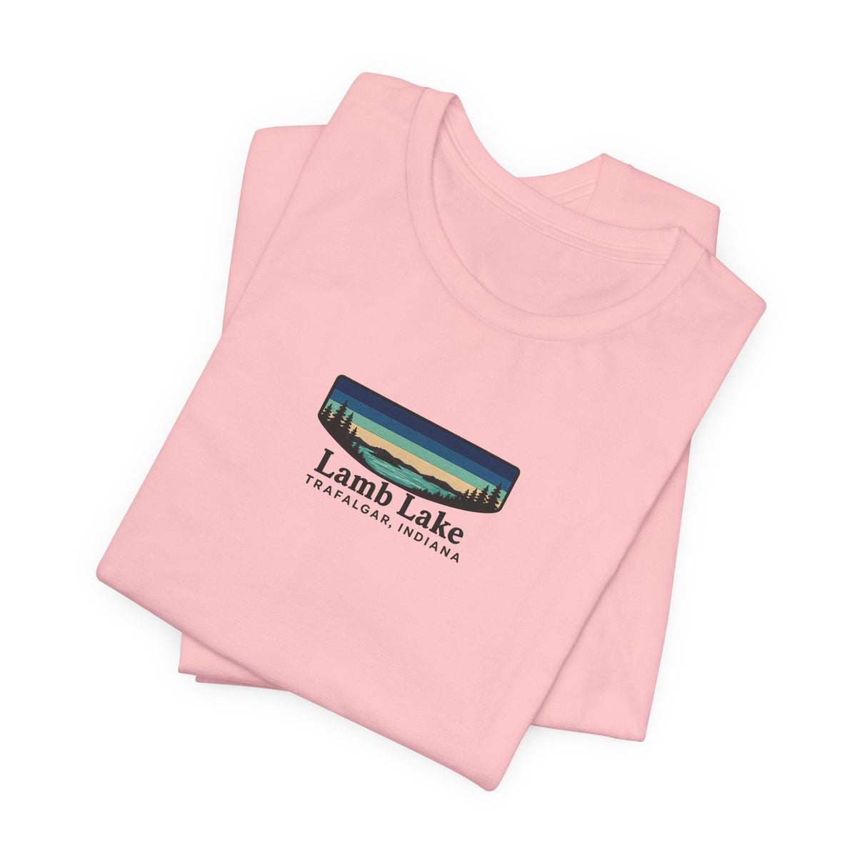 Lamb Lake Landscape Tee — Retro Mountain Lake Graphic T-Shirt