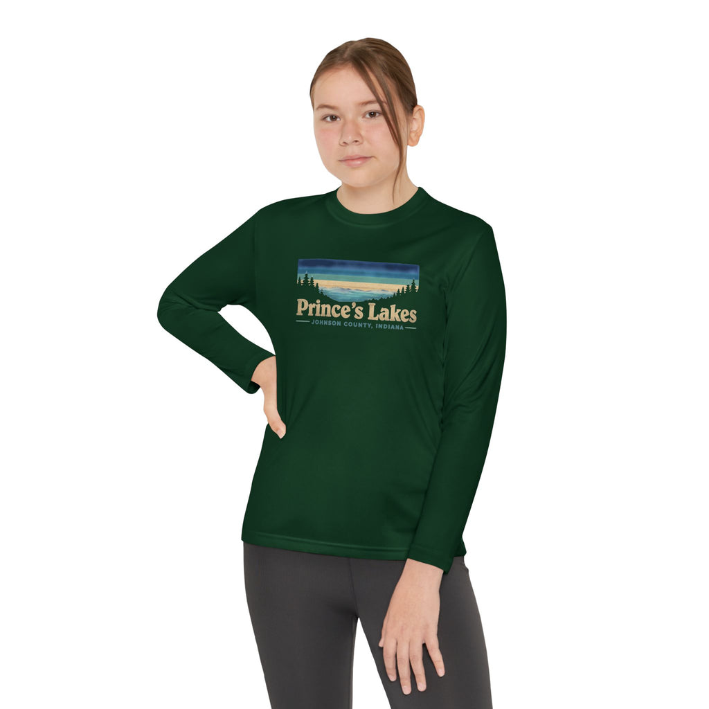 Prince's Lakes Youth Long Sleeve Tee — Retro Lakeside Nature Design