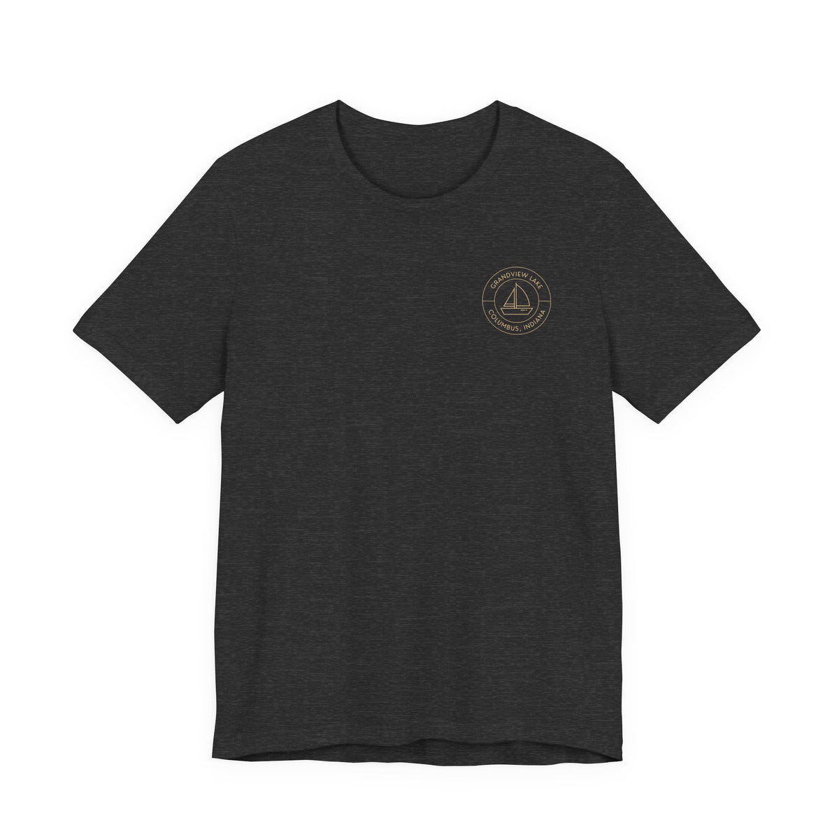 Sailboat Pocket & Back Print Grandview Lake Minimalist Tee —  Short Sleeve Shirt
