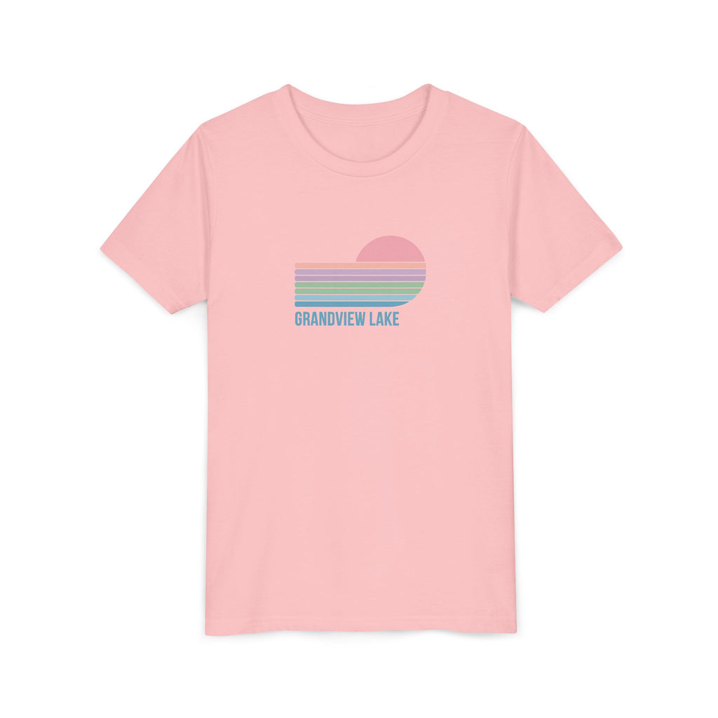 Youth Tee — 'Grandview Lake' Pastel Retro Sunset Kids T-Shirt
