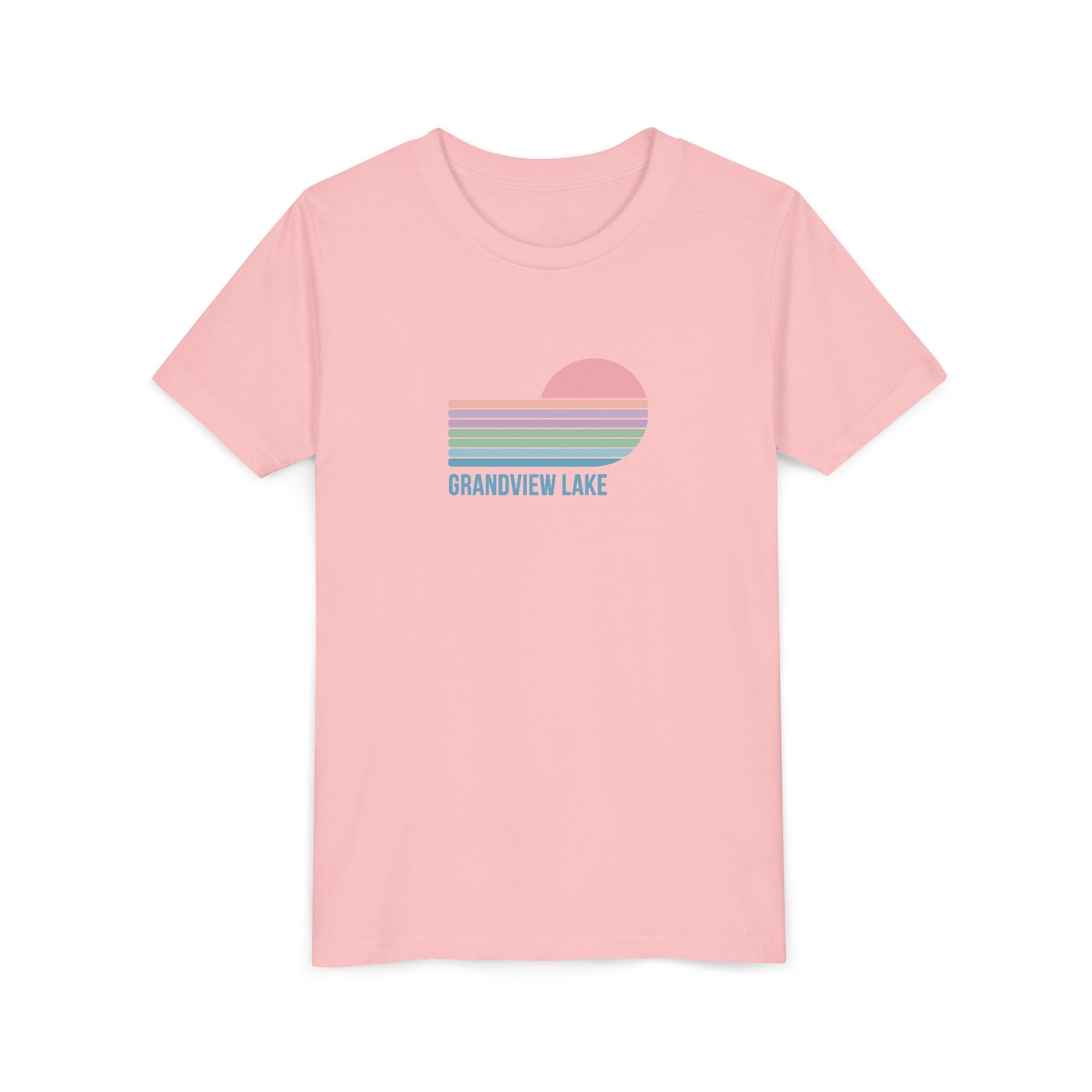 Youth Tee — 'Grandview Lake' Pastel Retro Sunset Kids T-Shirt