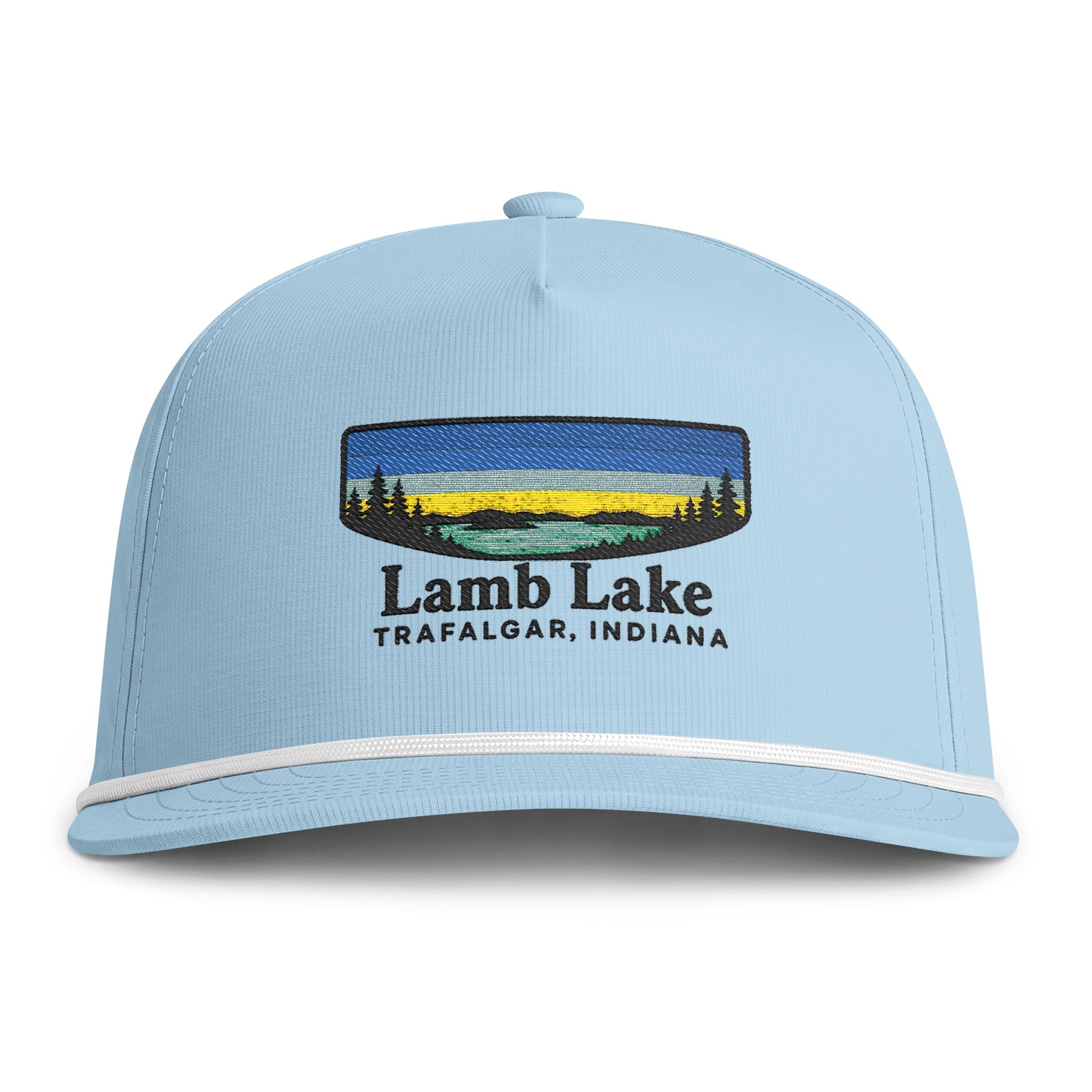 Lamb Lake Sunset Rope Cap — Vintage Sunwashed Embroidered Baseball Hat