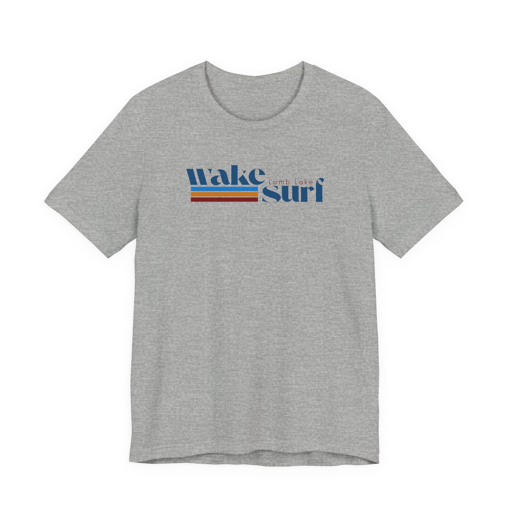 Wake Surf Lamb Lake Stripe Tee — Retro Surfing Graphic T-Shirt
