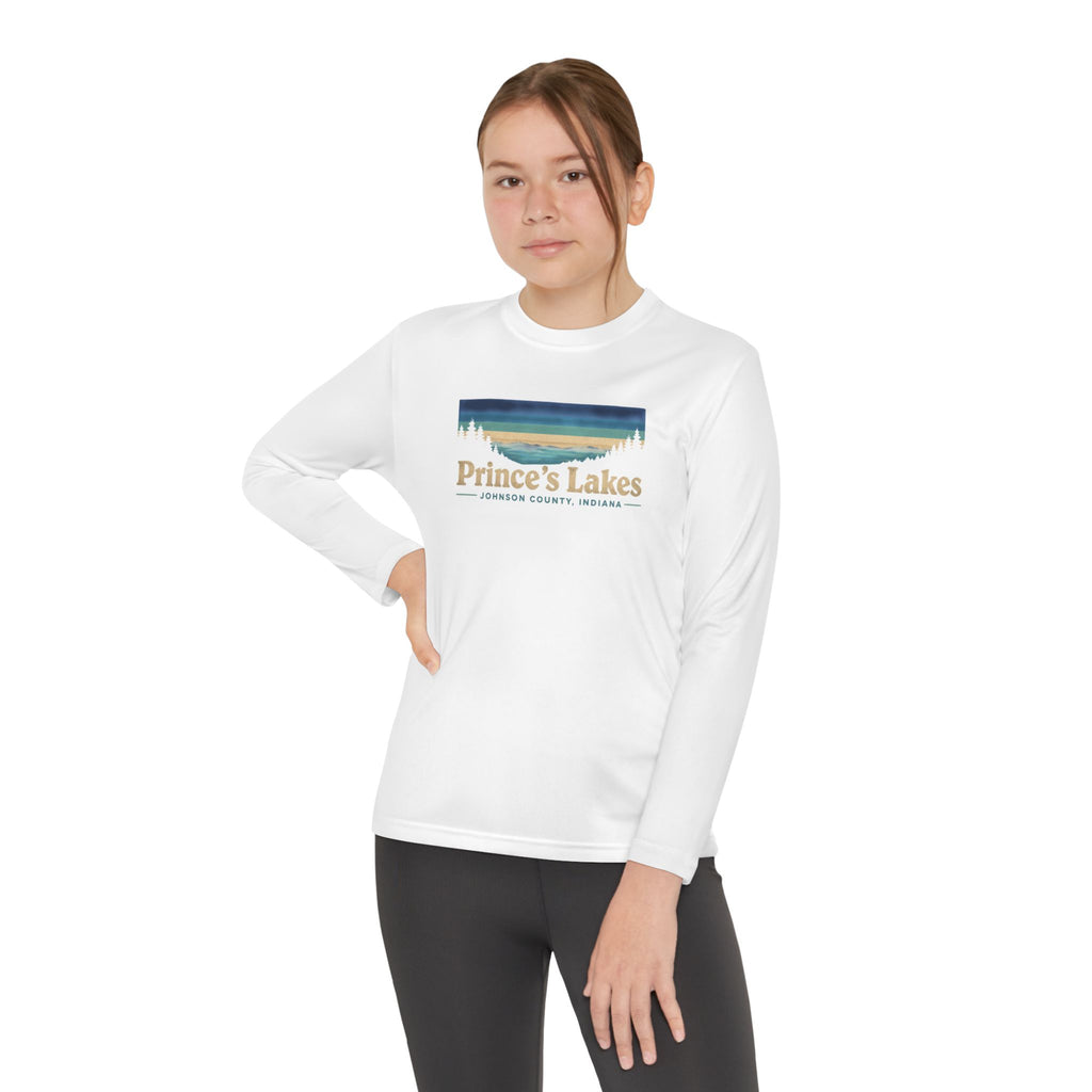 Prince's Lakes Youth Long Sleeve Tee — Retro Lakeside Nature Design