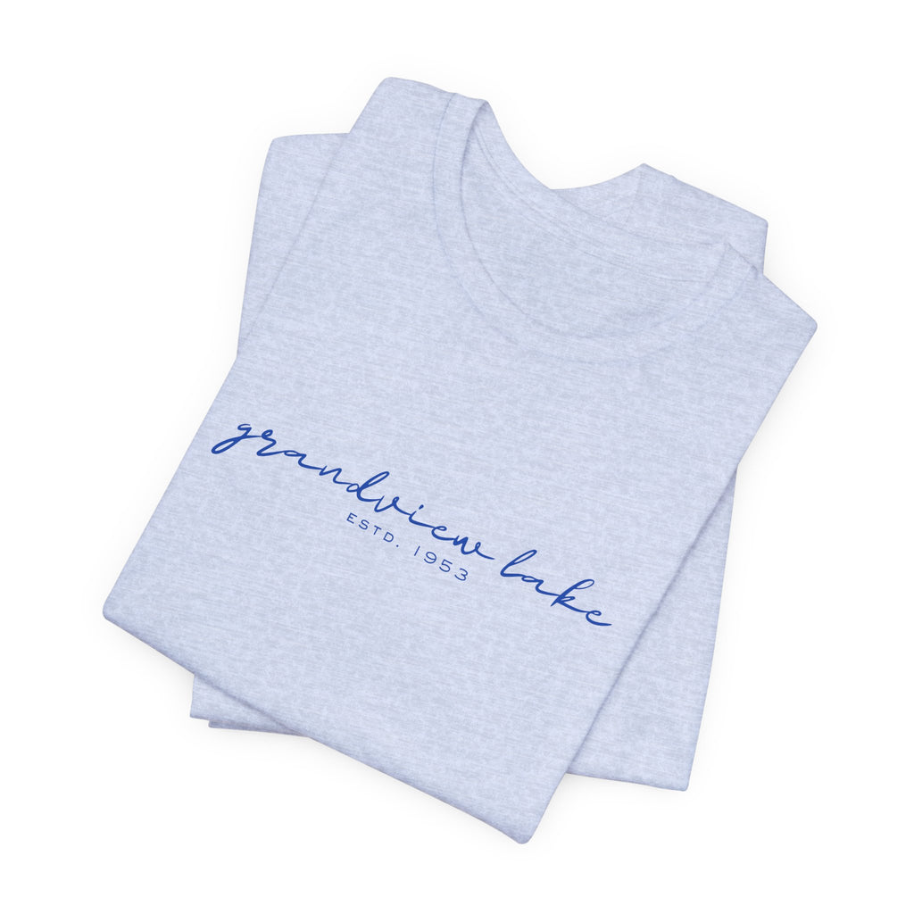 Script "grandview lake" Unisex Jersey Short Sleeve Tee