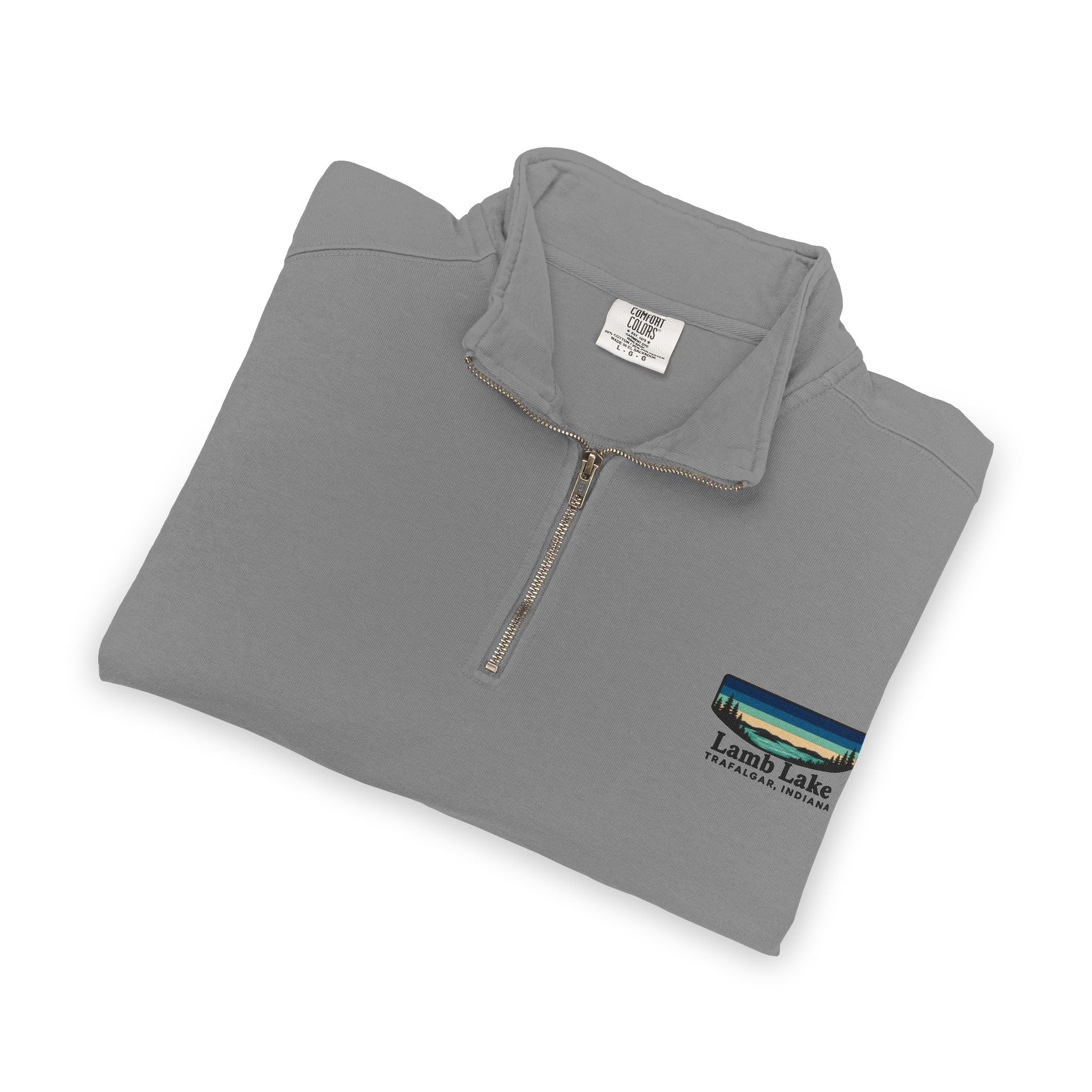 Quarter-Zip Sweatshirt — Lamb Lake Retro Sunset Patch
