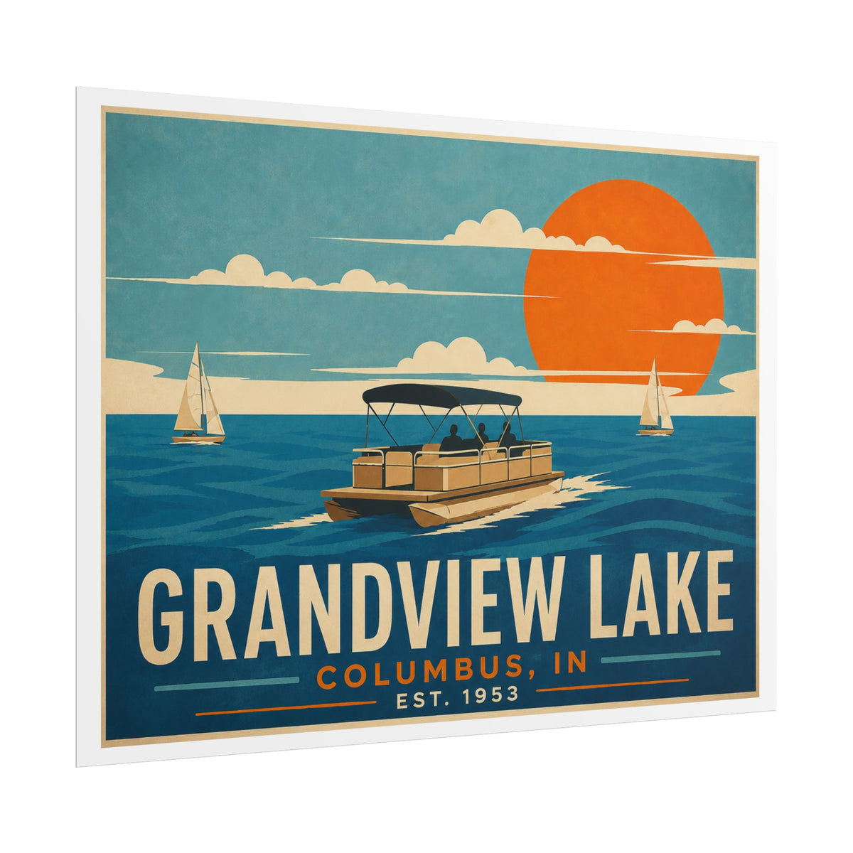 Grandview Lake Poster — Vintage Lake Travel Print (Rolled Poster)