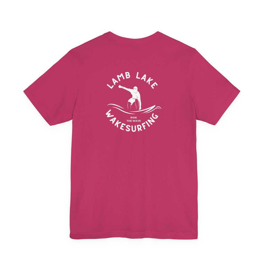 Wakesurf Pocket & Back Print Lamb Lake Minimalist Tee —  Short Sleeve Shirt