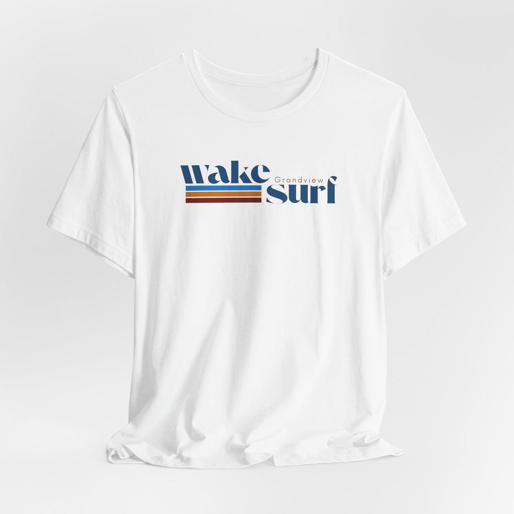 Wake Surf Grandview Stripe Tee — Retro Surfing Graphic T-Shirt