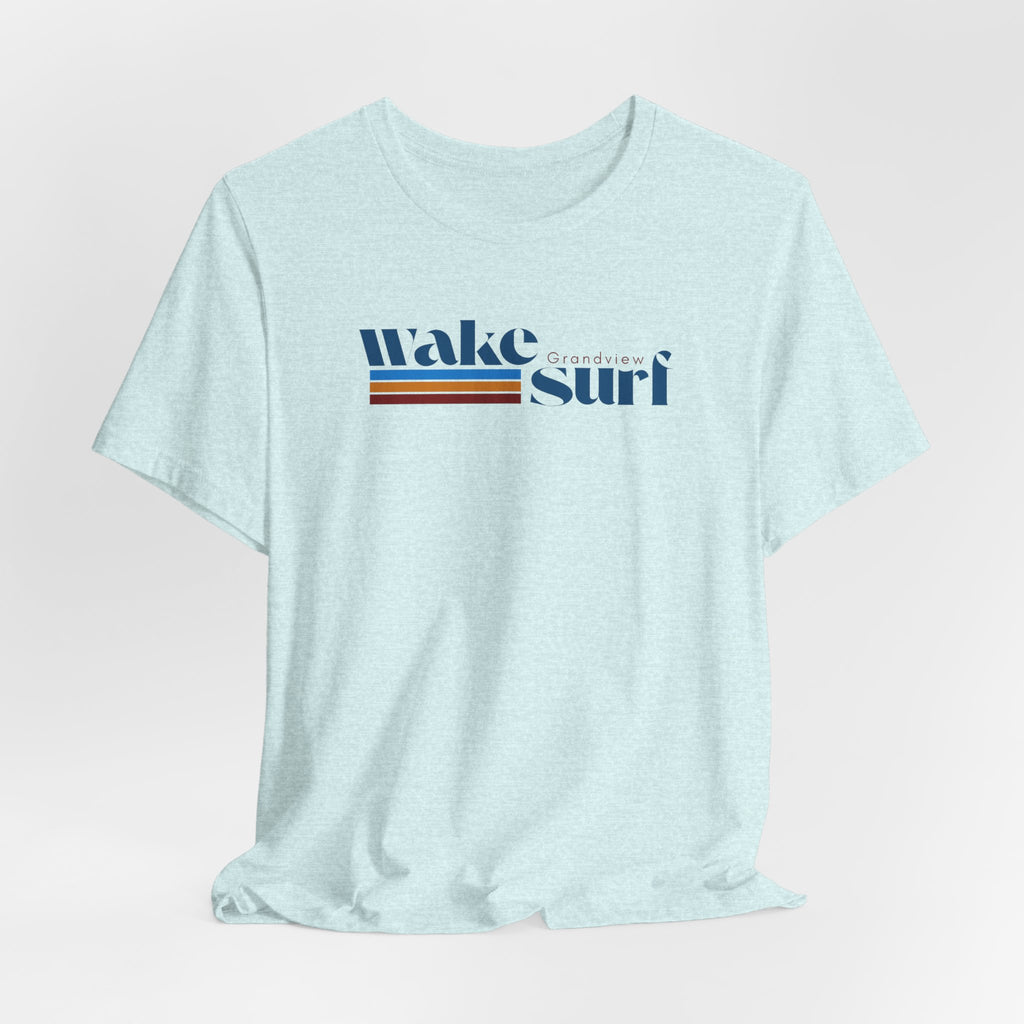 Wake Surf Grandview Stripe Tee — Retro Surfing Graphic T-Shirt