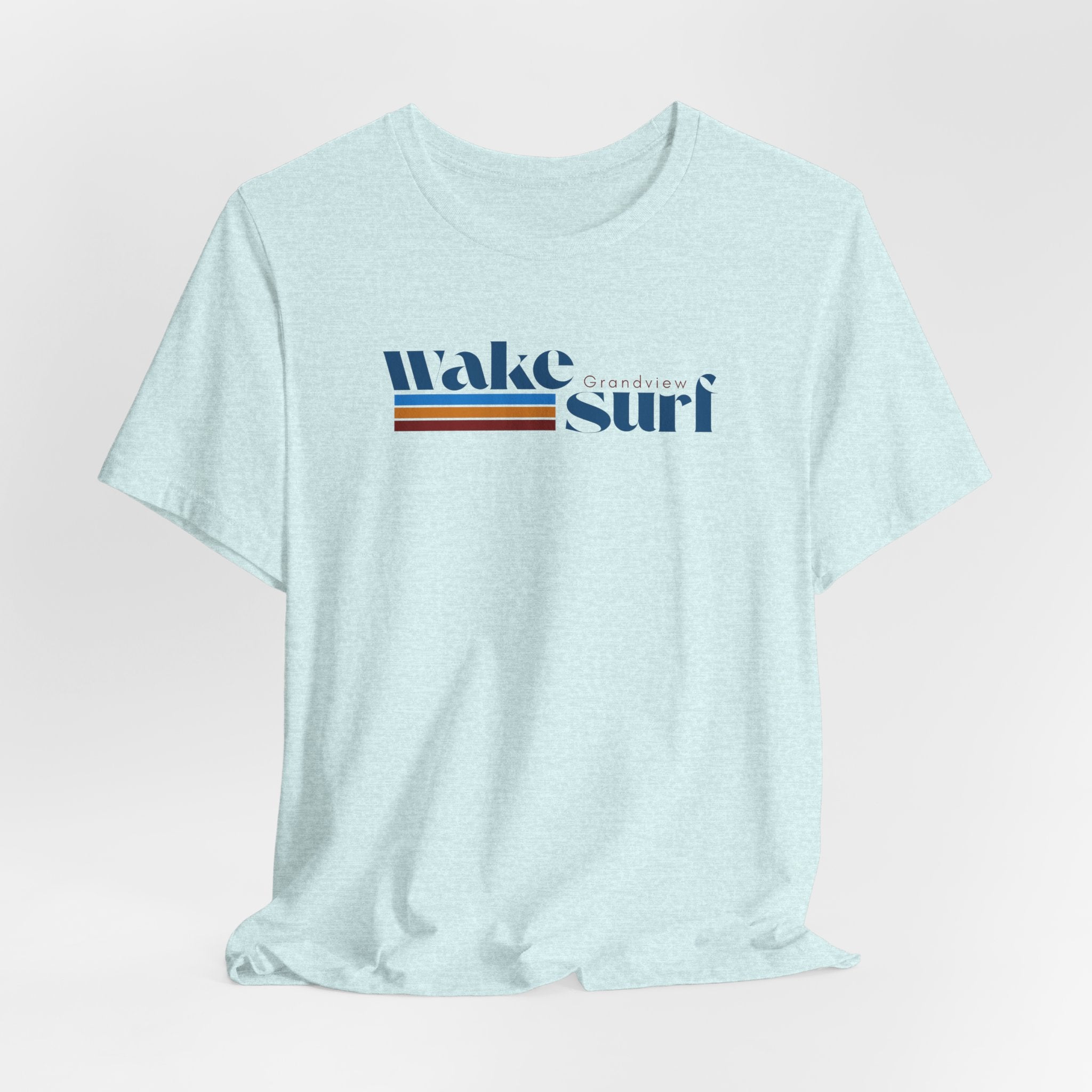 Wake Surf Grandview Stripe Tee — Retro Surfing Graphic T-Shirt