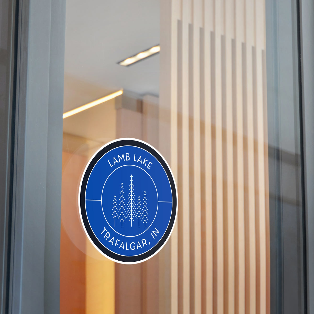 Lamb Lake Round Vinyl Sticker — Forest Emblem