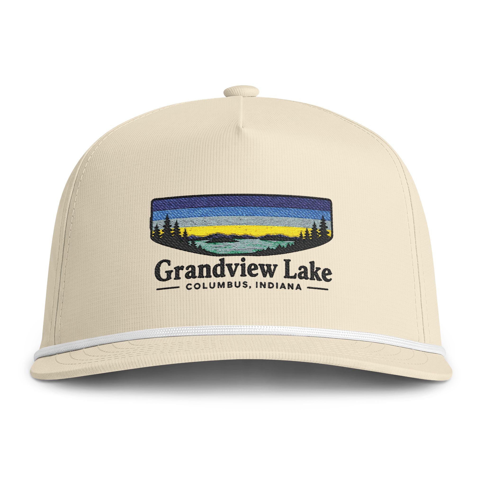 Grandview Lake Sunset Rope Cap — Vintage Sunwashed Embroidered Baseball Hat
