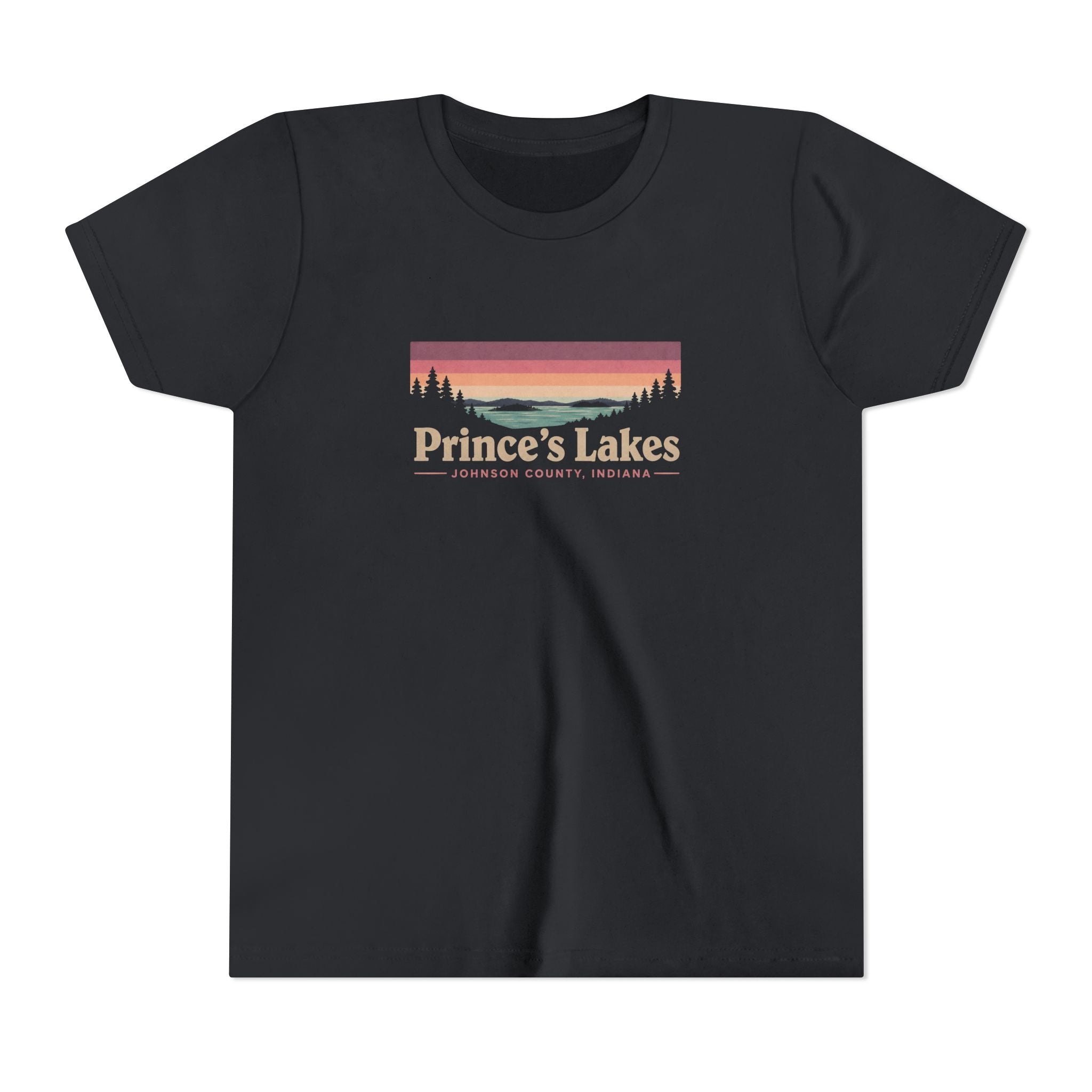 Youth Tee — Prince's Lakes Retro Sunset Graphic