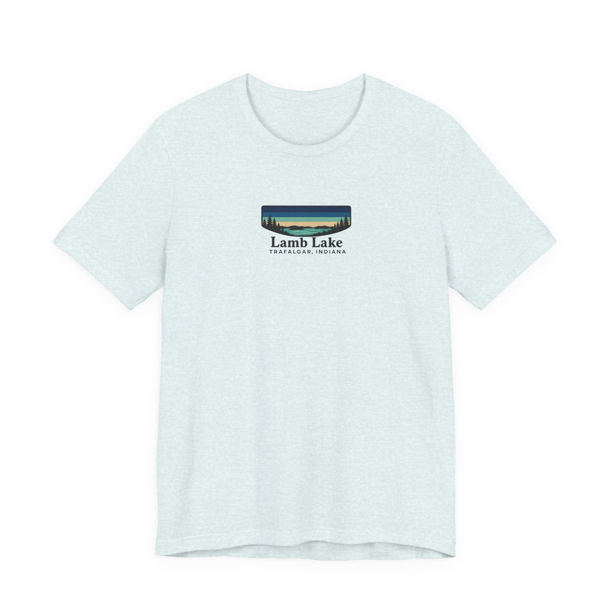 Lamb Lake Landscape Tee — Retro Mountain Lake Graphic T-Shirt