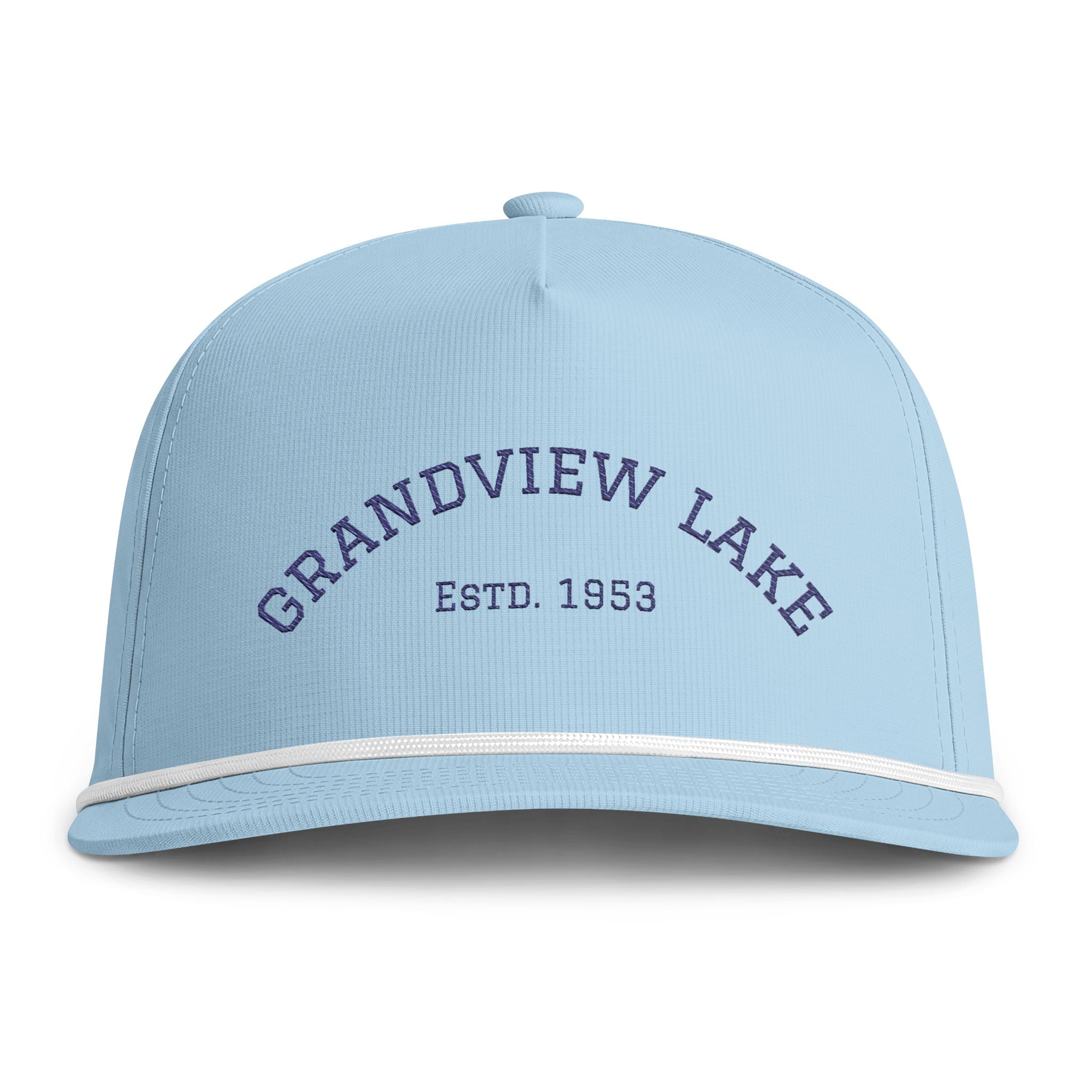 Grandview Lake Rope Cap — Embroidered Stitch Vintage Sun-washed Trucker Hat