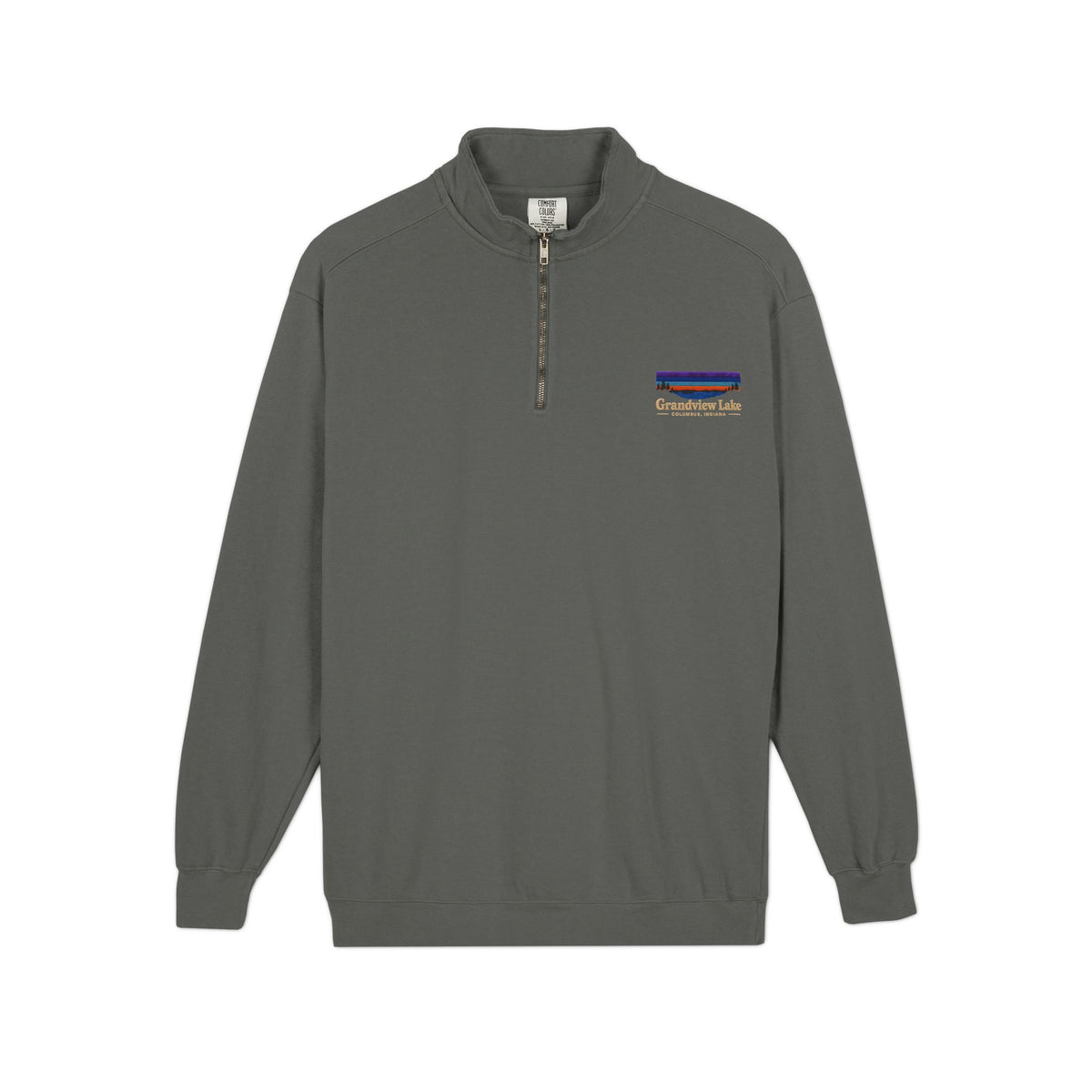 Quarter-Zip Sweatshirt — Grandview Lake Retro Sunset Patch