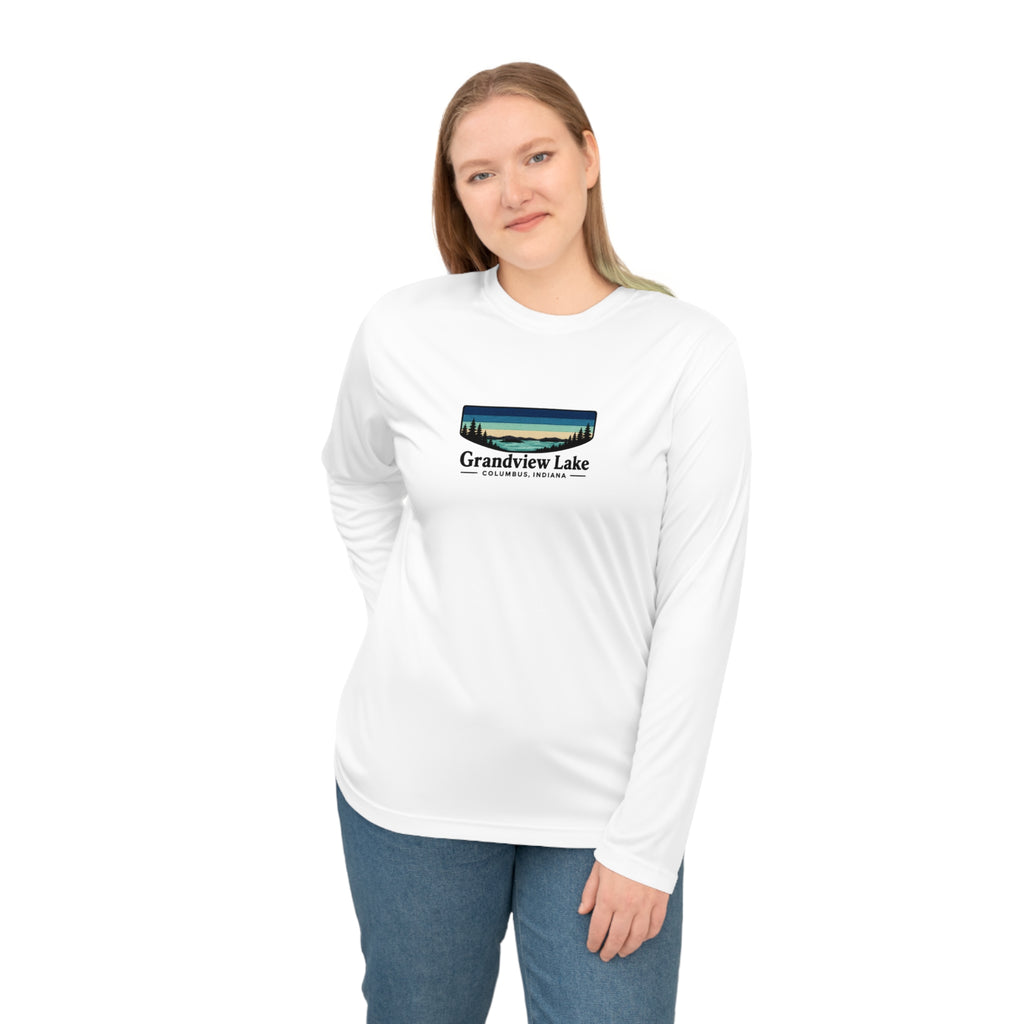 Grandview Lake Performance Long Sleeve Shirt — Retro Lakeside Graphic