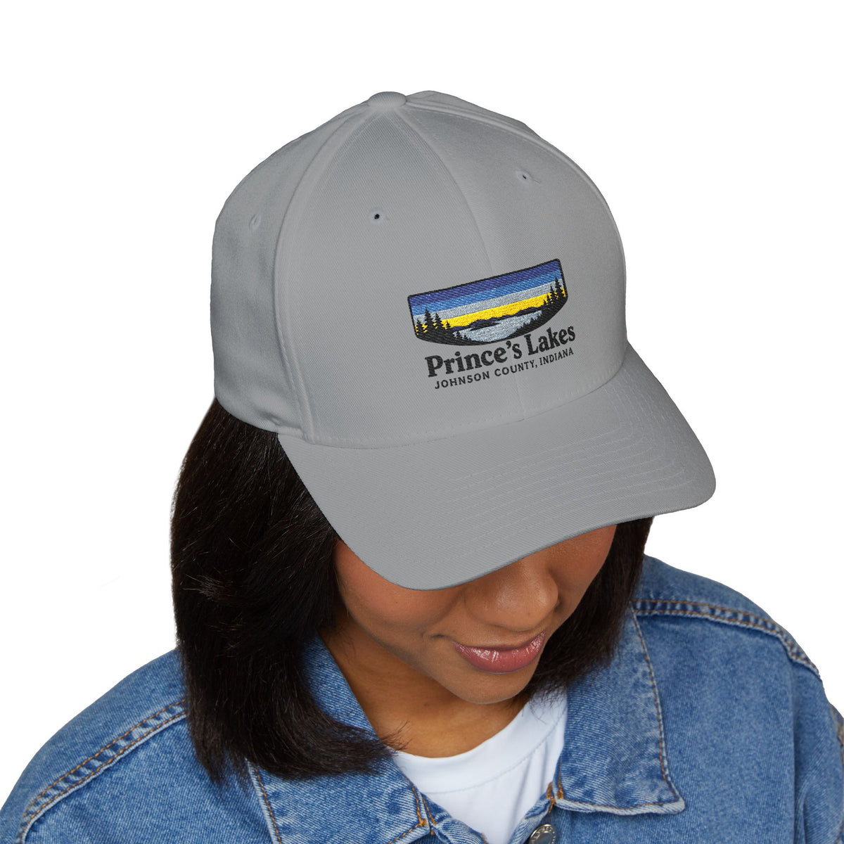 Prince’s Lakes Embroidered Cap — Scenic Lake Sunset Hat