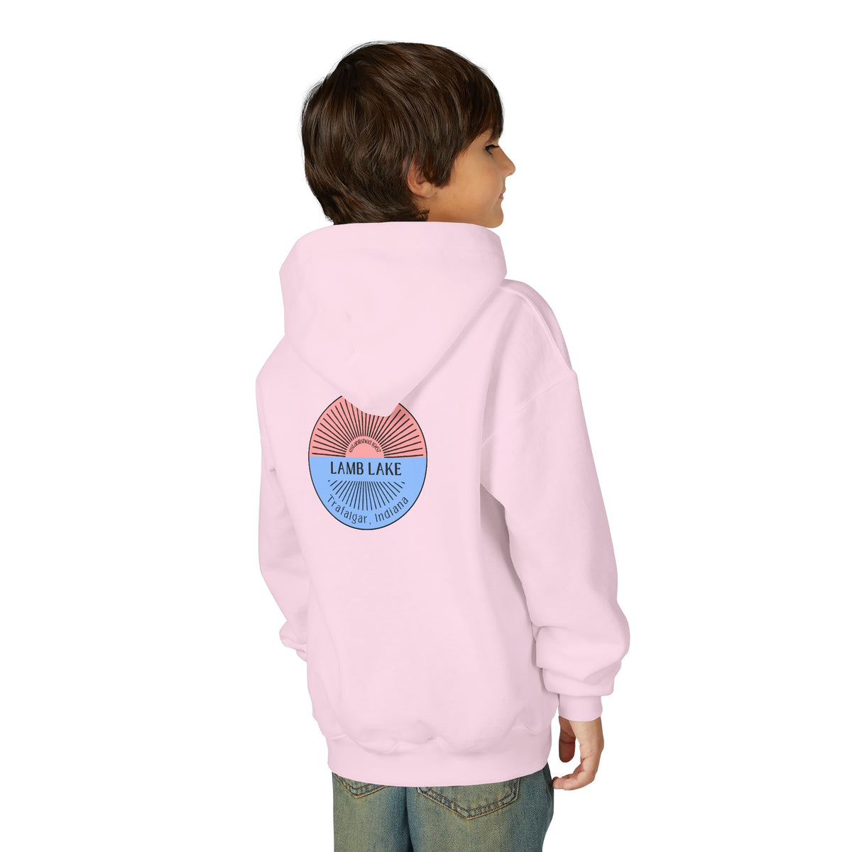 Youth Hoodie - Lamb Lake Retro Sunrise Logo Pullover