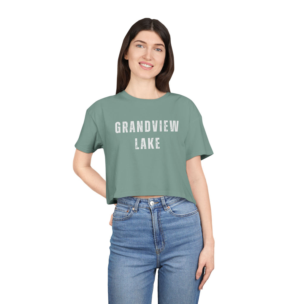 Grandview Lake Crop Tee — Women's Casual Lakeside Graphic Top