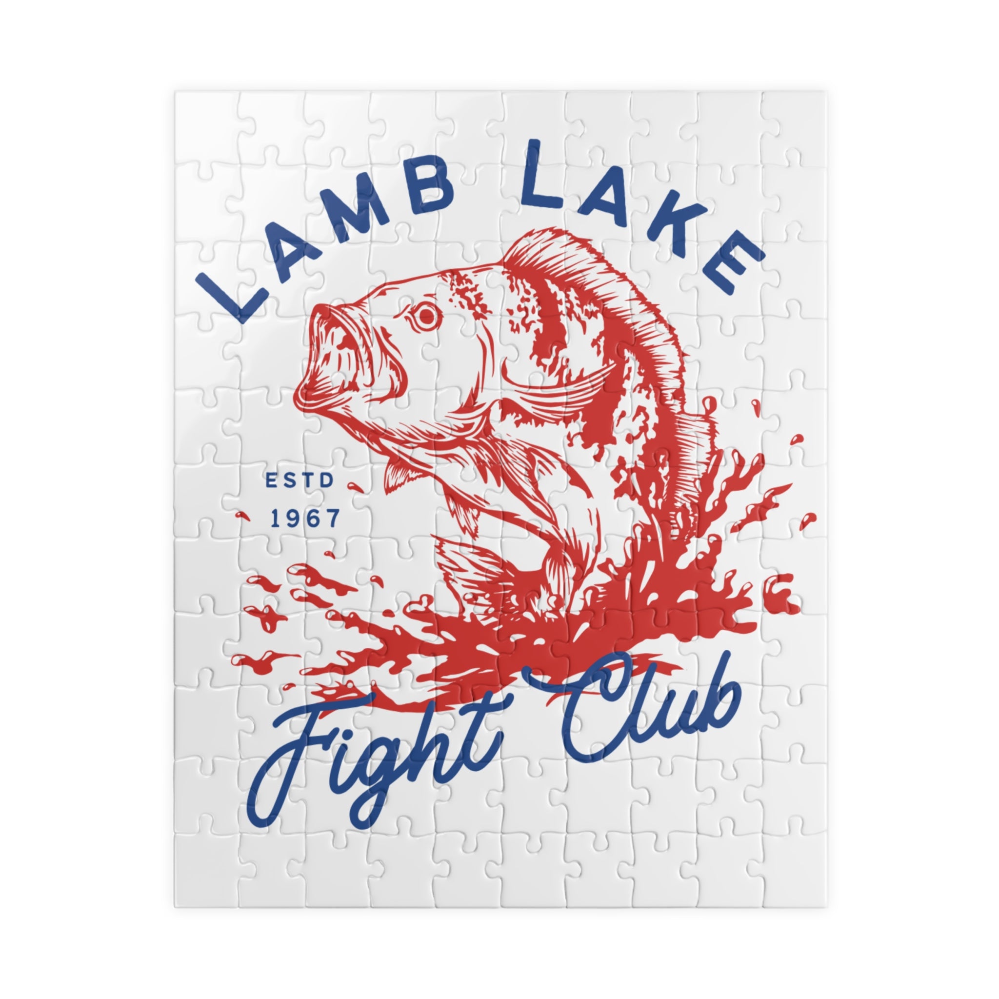 Kids Lamb Lake Fight Club Fishing Puzzle — Vintage Bass Jigsaw (110, 252, 510 pcs)