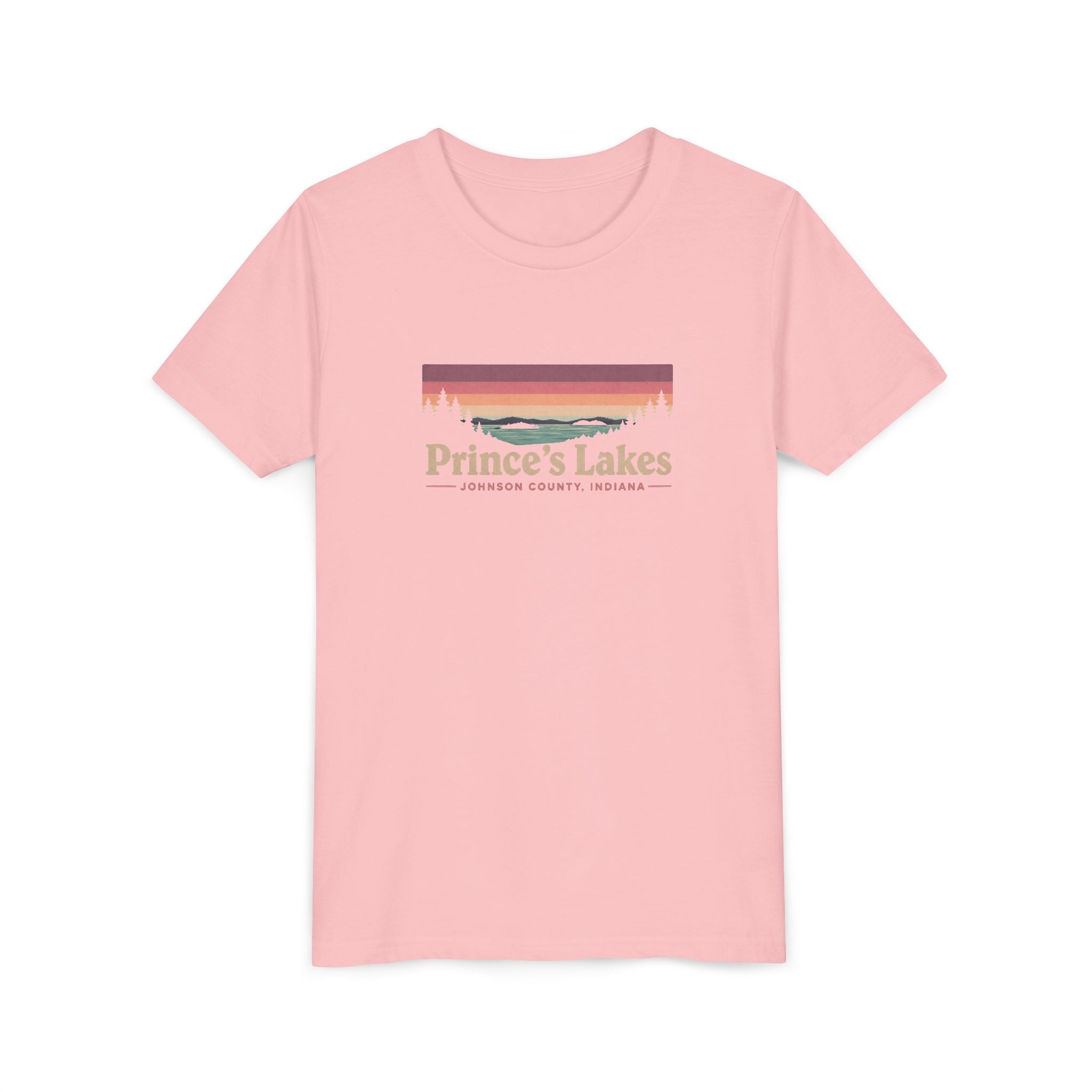 Youth Tee — Prince's Lakes Retro Sunset Graphic