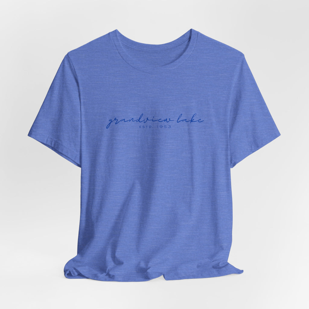 Script "grandview lake" Unisex Jersey Short Sleeve Tee