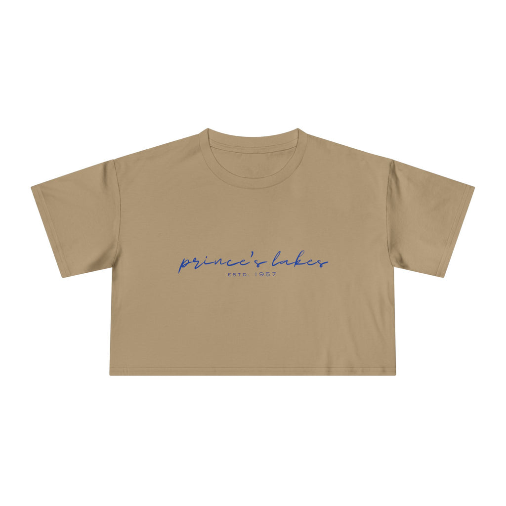 Script Logo Crop Tee — "princii baker est. 1997" Women's Casual Top
