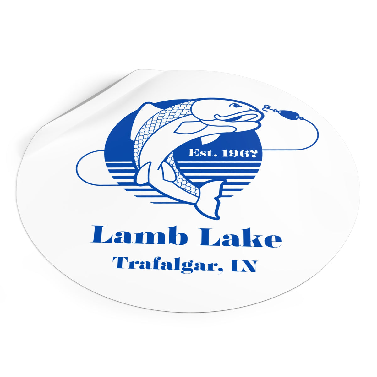 Lamb Lake Fishing Round Vinyl Sticker