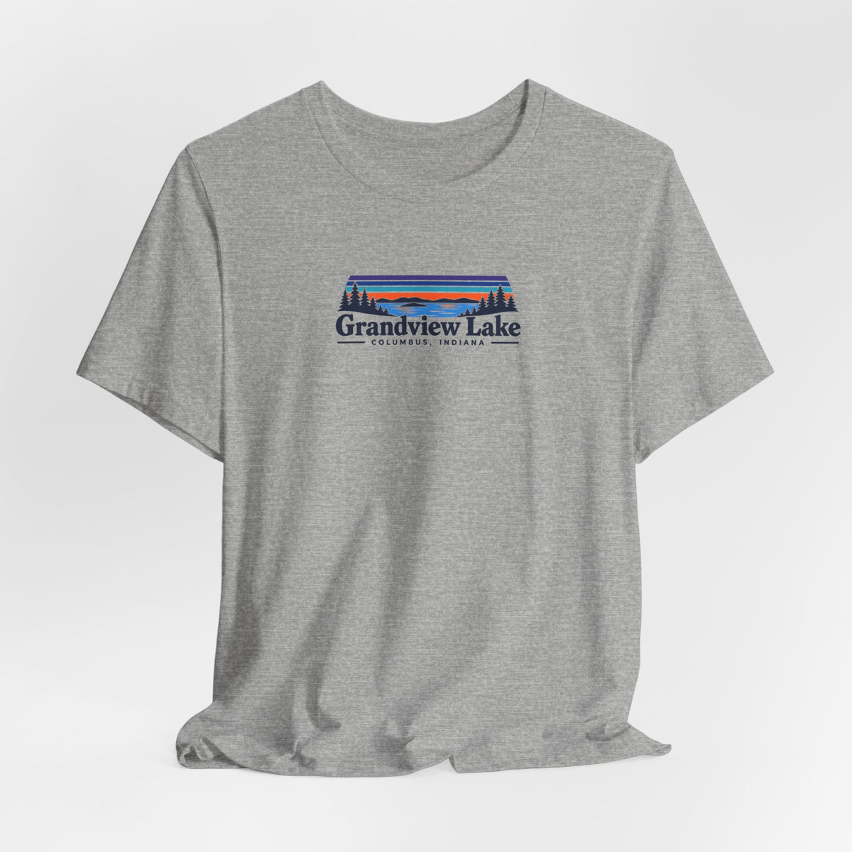 Grandview Lake Landscape Tee — Retro Mountain Lake Graphic T-Shirt