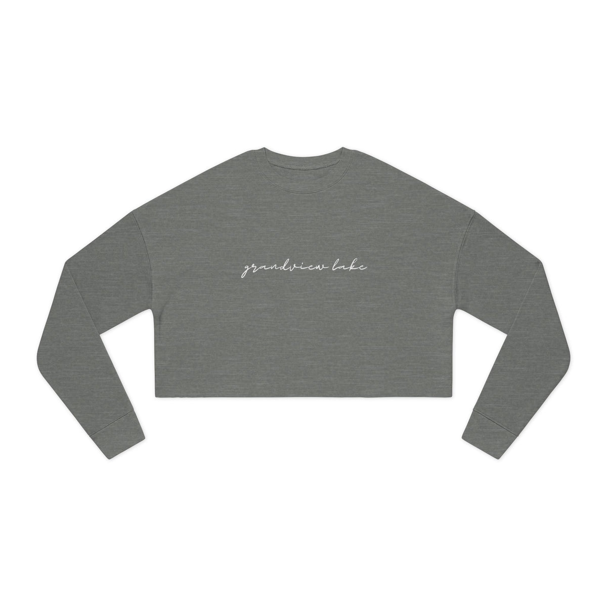 Cropped Hem Sweatshirt — 'grandview lake' Script Logo, Cozy Casual Pullover