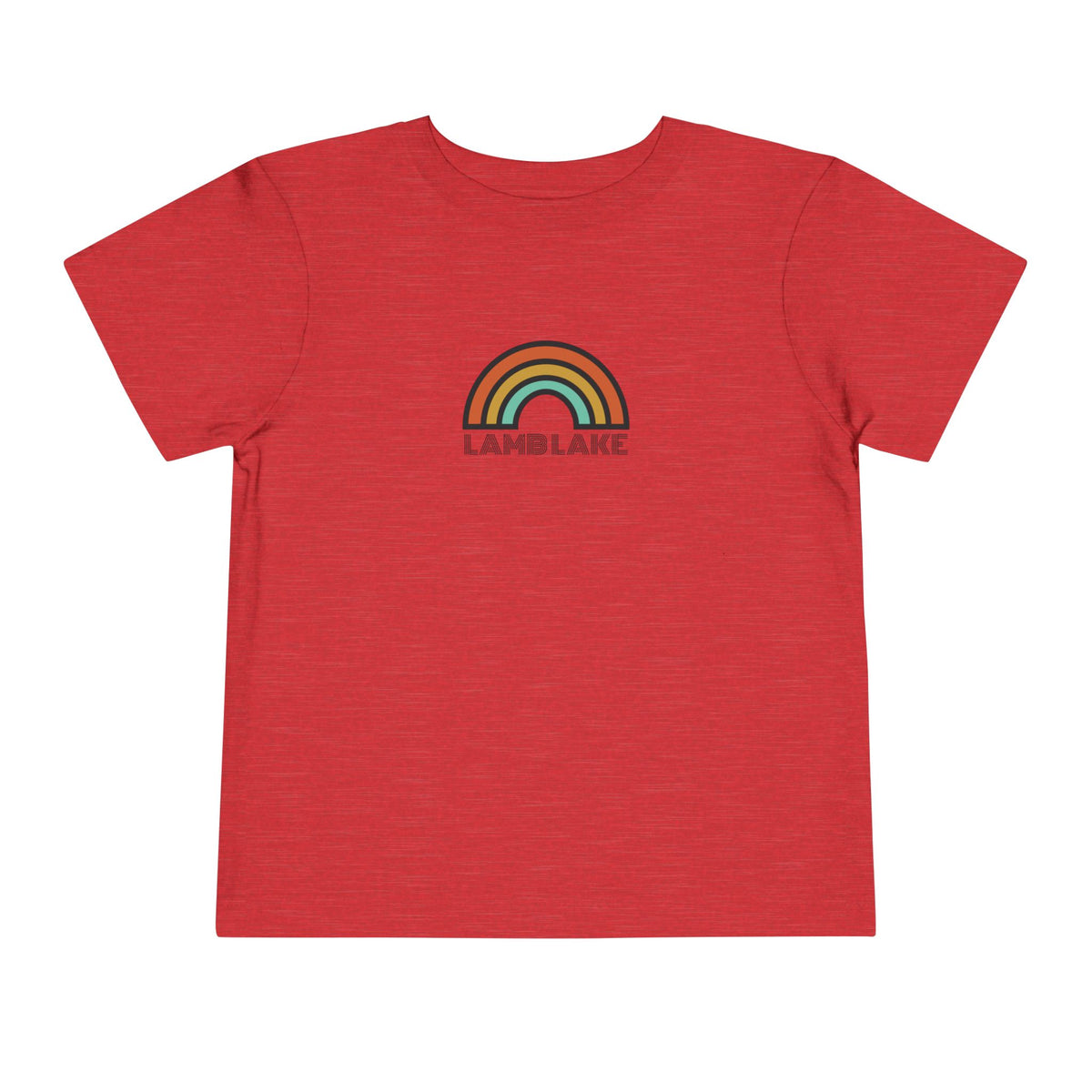 Retro Rainbow Toddler Tee — "Lamb Lake" Graphic Short Sleeve