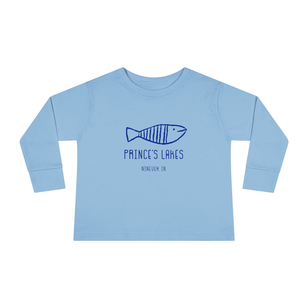 Toddler Long Sleeve Tee — "Prince's Lakes" Hand-Drawn Fish Graphic