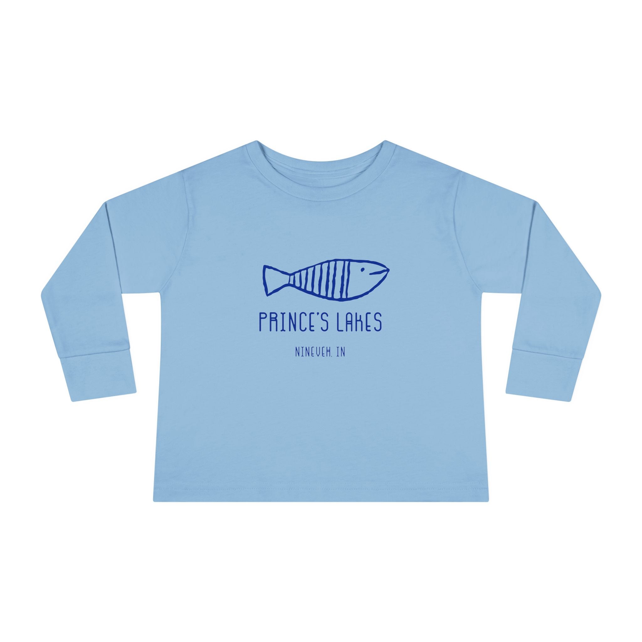 Toddler Long Sleeve Tee — "Prince's Lakes" Hand-Drawn Fish Graphic