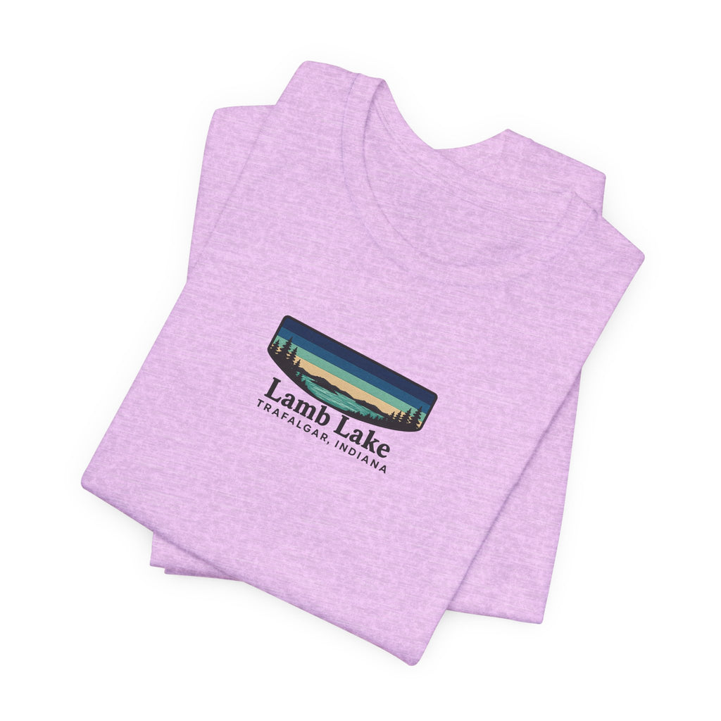 Lamb Lake Landscape Tee — Retro Mountain Lake Graphic T-Shirt