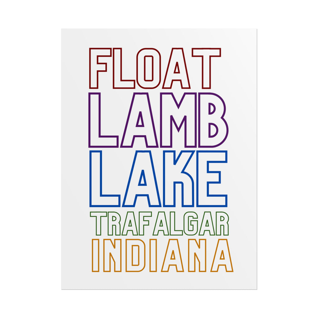 Rolled Poster — Float Lamb Lake Trafalgar Indiana Minimal Typography Art
