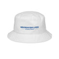Grandview Lake Embroidered Bucket Hat — Retro Blue Text Travel Cap