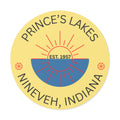 Prince’s Lakes Round Vinyl Sticker — Nineveh, Indiana Souvenir (Est. 1957)