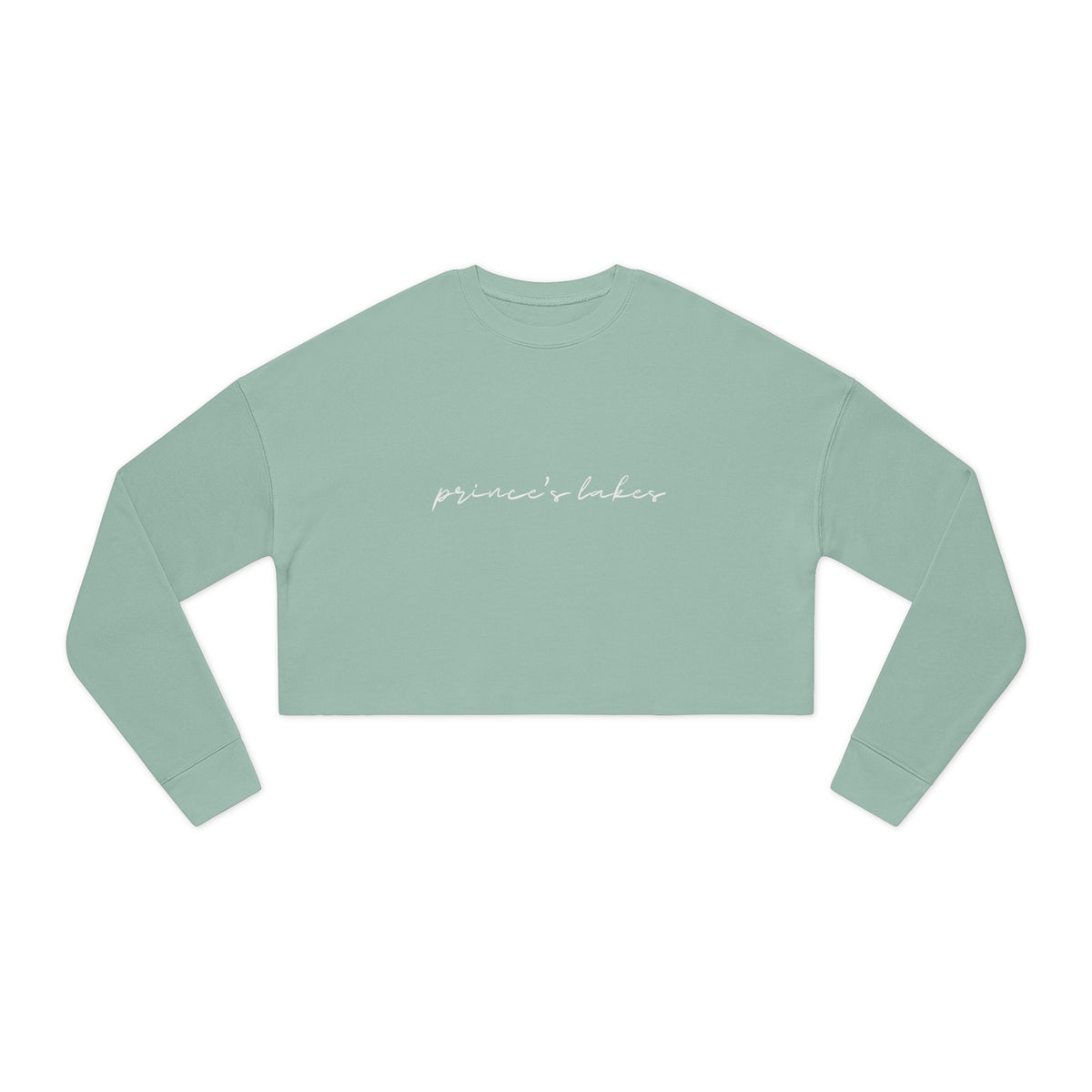 Cropped Hem Sweatshirt — 'prince's lakes' Script Logo, Cozy Casual Pullover