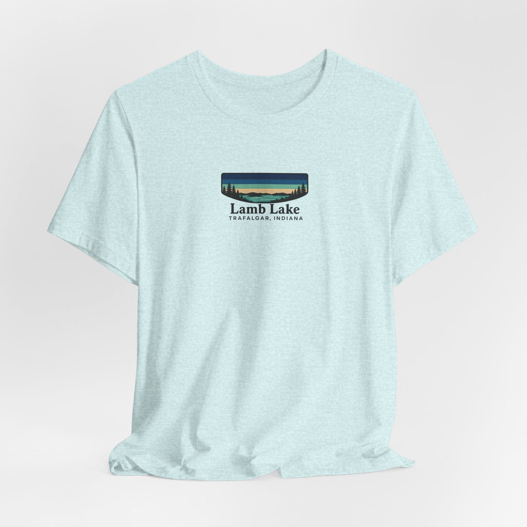 Lamb Lake Landscape Tee — Retro Mountain Lake Graphic T-Shirt
