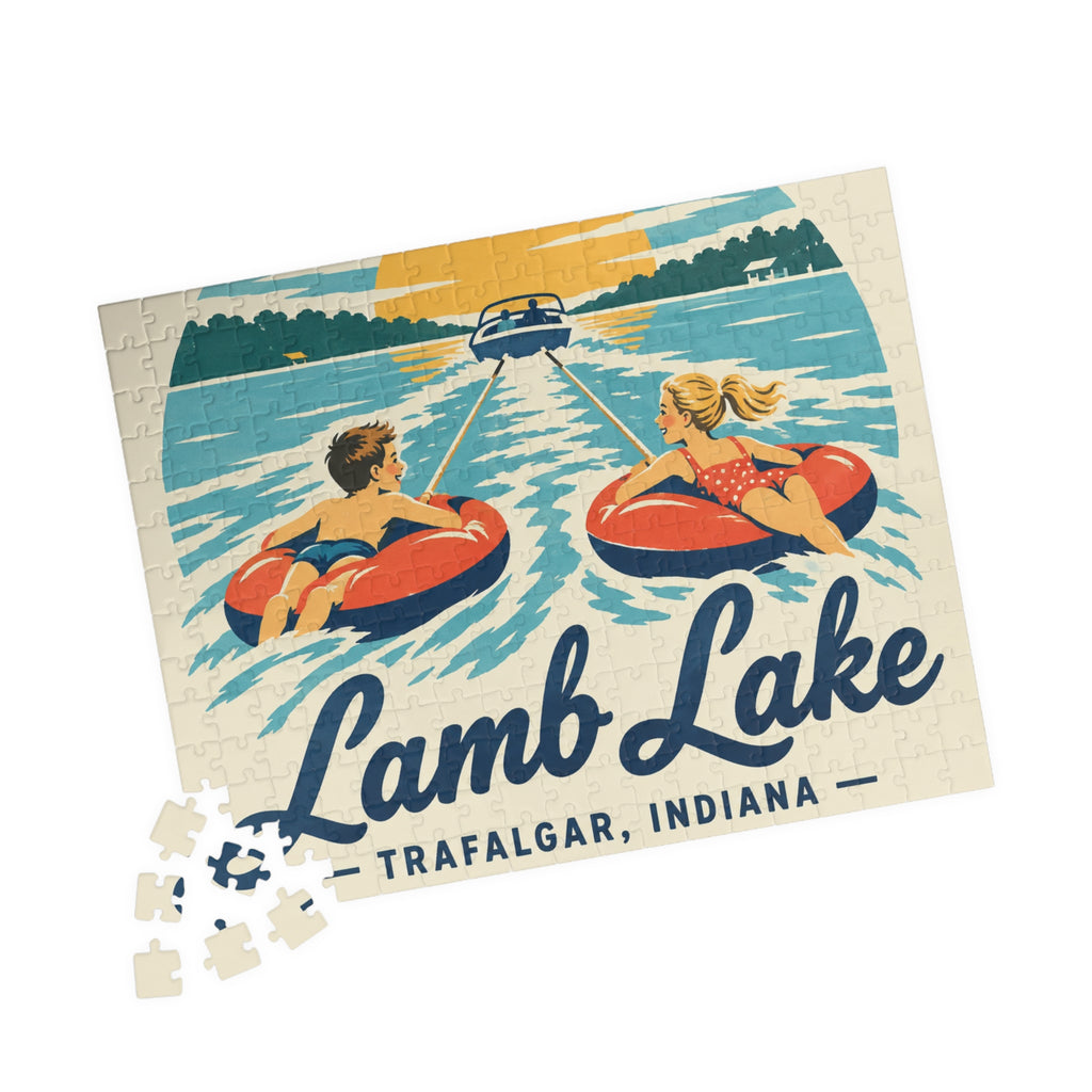 Lamb Lake Kids Retro Tubing Puzzle — Trafalgar, Indiana Lake Souvenir