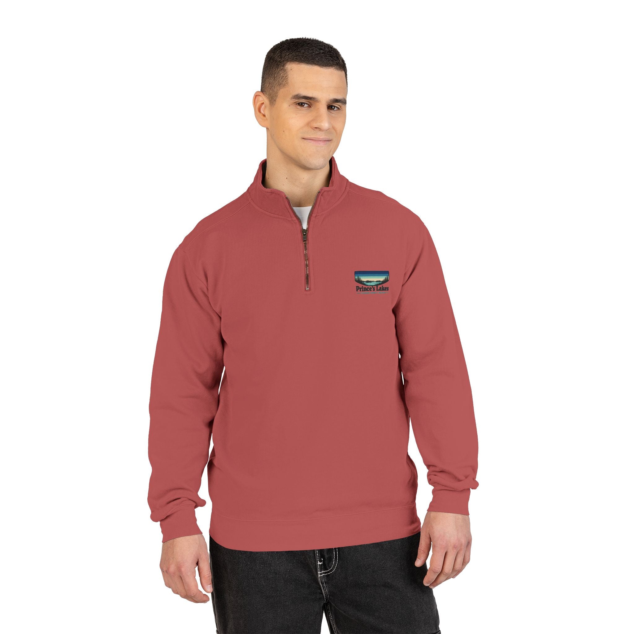 Quarter-Zip Sweatshirt — Pleasant Lake Retro Sunset Patch