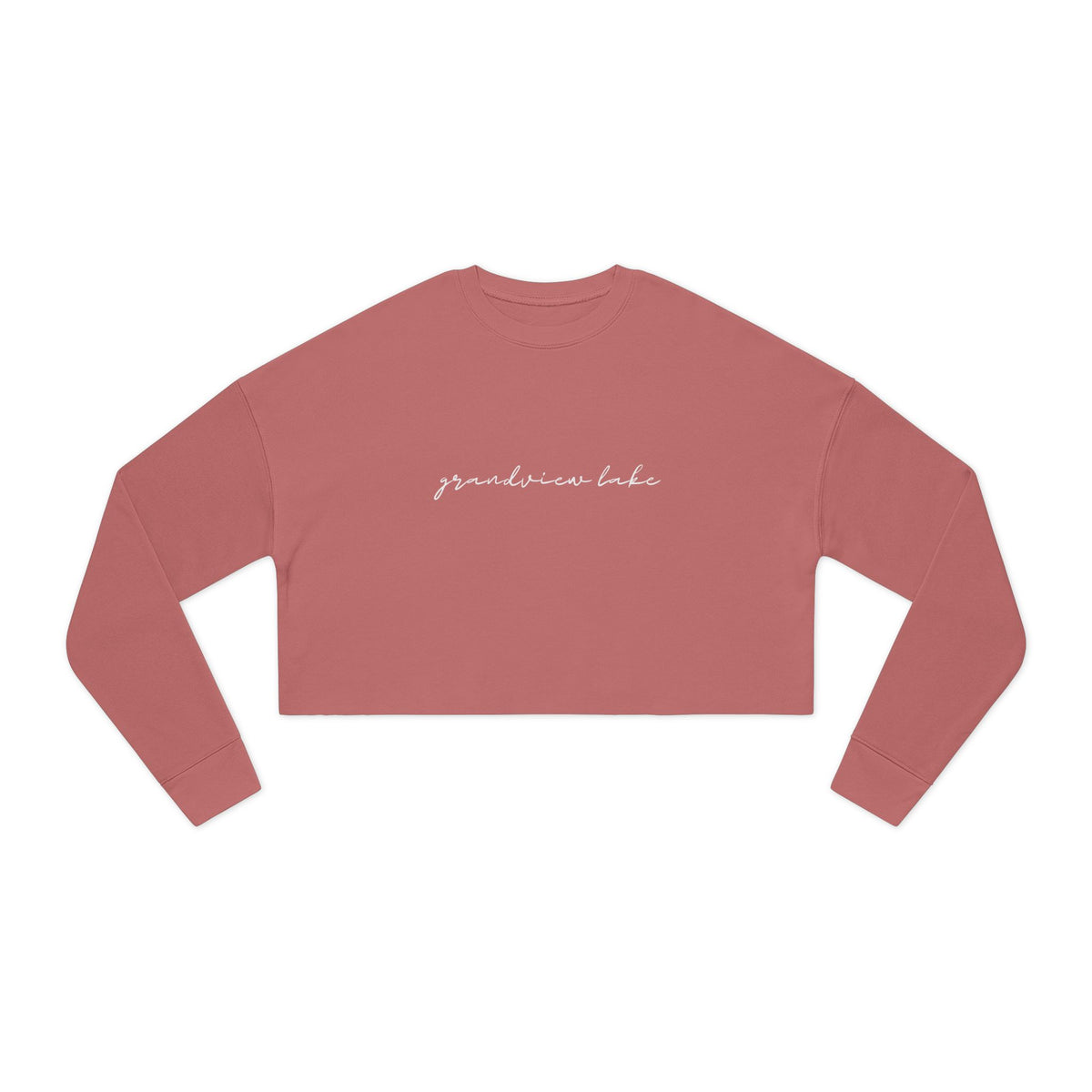 Cropped Hem Sweatshirt — 'grandview lake' Script Logo, Cozy Casual Pullover