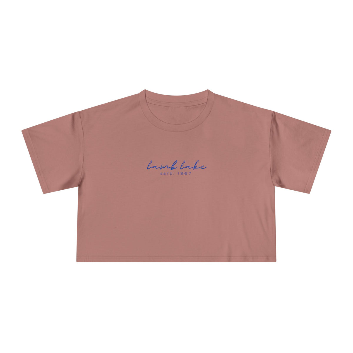 Script Logo Crop Tee — "lamb lake" Women's Casual Top