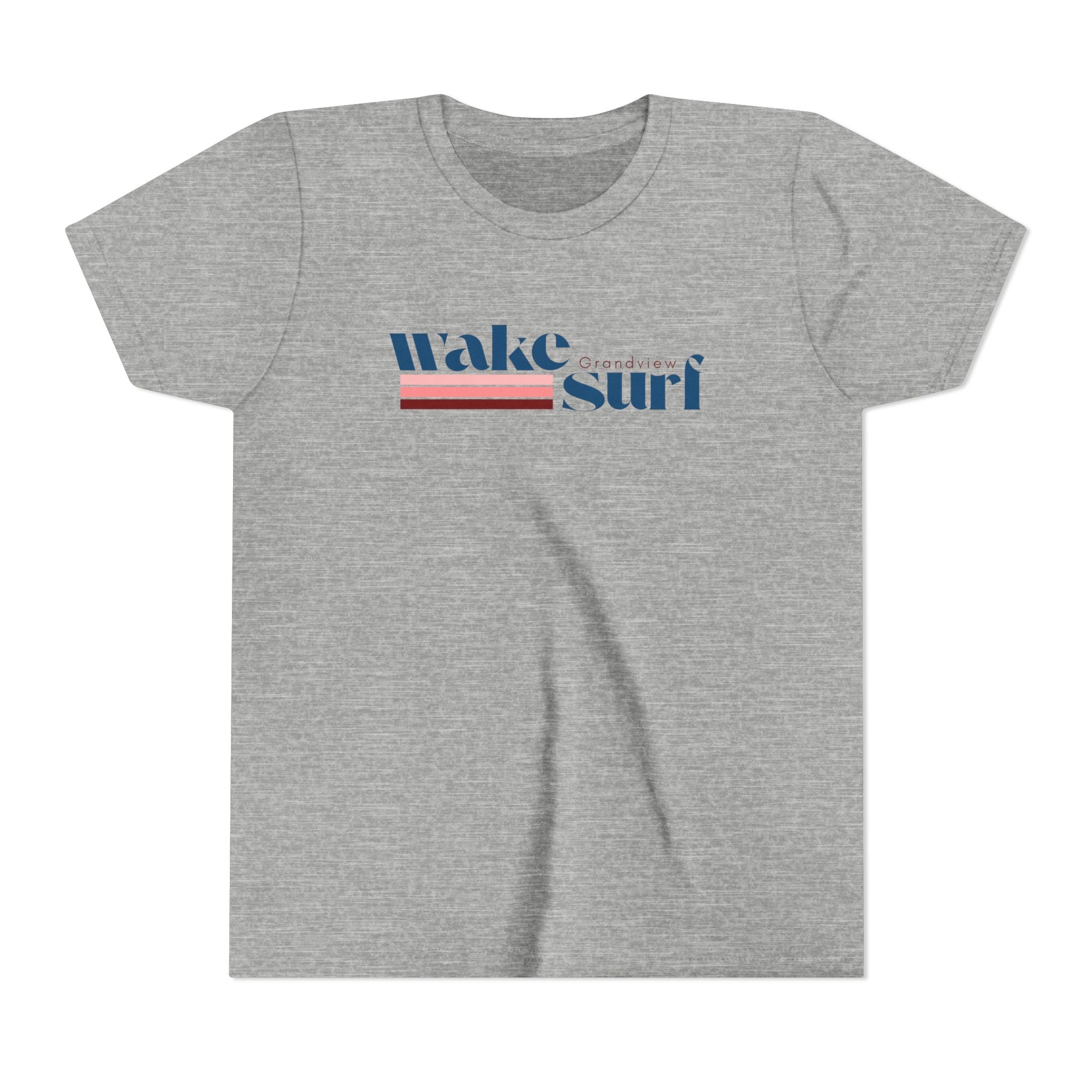 Youth Tee - "Wake Surf Grandview" Retro Striped Kids Surf T‑Shirt