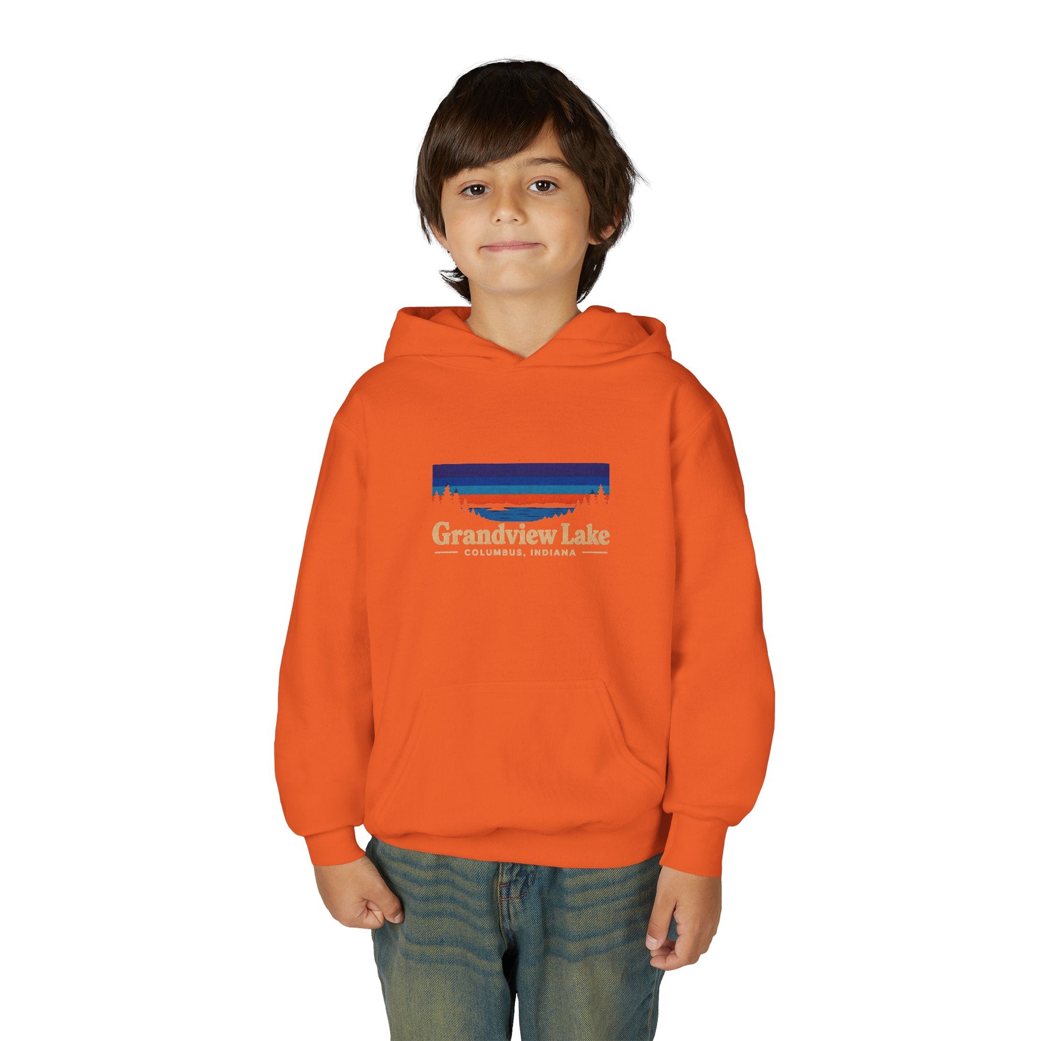 Youth Hoodie - Grandview Lake Sunset Logo