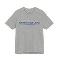 Grandview Lake Columbus, Indiana Tee — Vintage Blue Text Short Sleeve T-Shirt